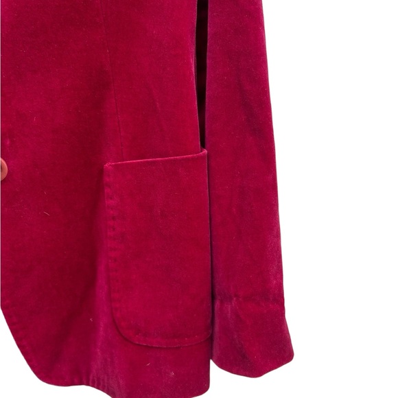 MaxMara Velvet Blazer Women’s Sz 8 Red Maroon Berry - Pointed Collar, 2 Buttons - Picture 10 of 16